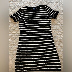 Gap Black and White Stripe Crochet Minidress XS